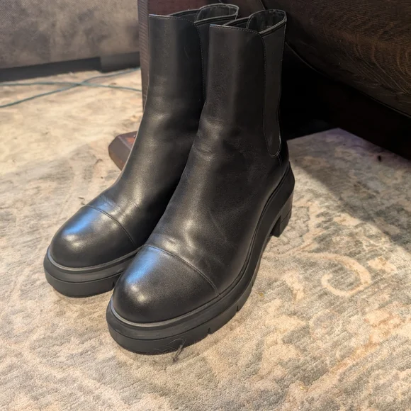 Stuart Weitzman Norah Lift Lug Sole Patent Leather Boots - Picture 3 of 7